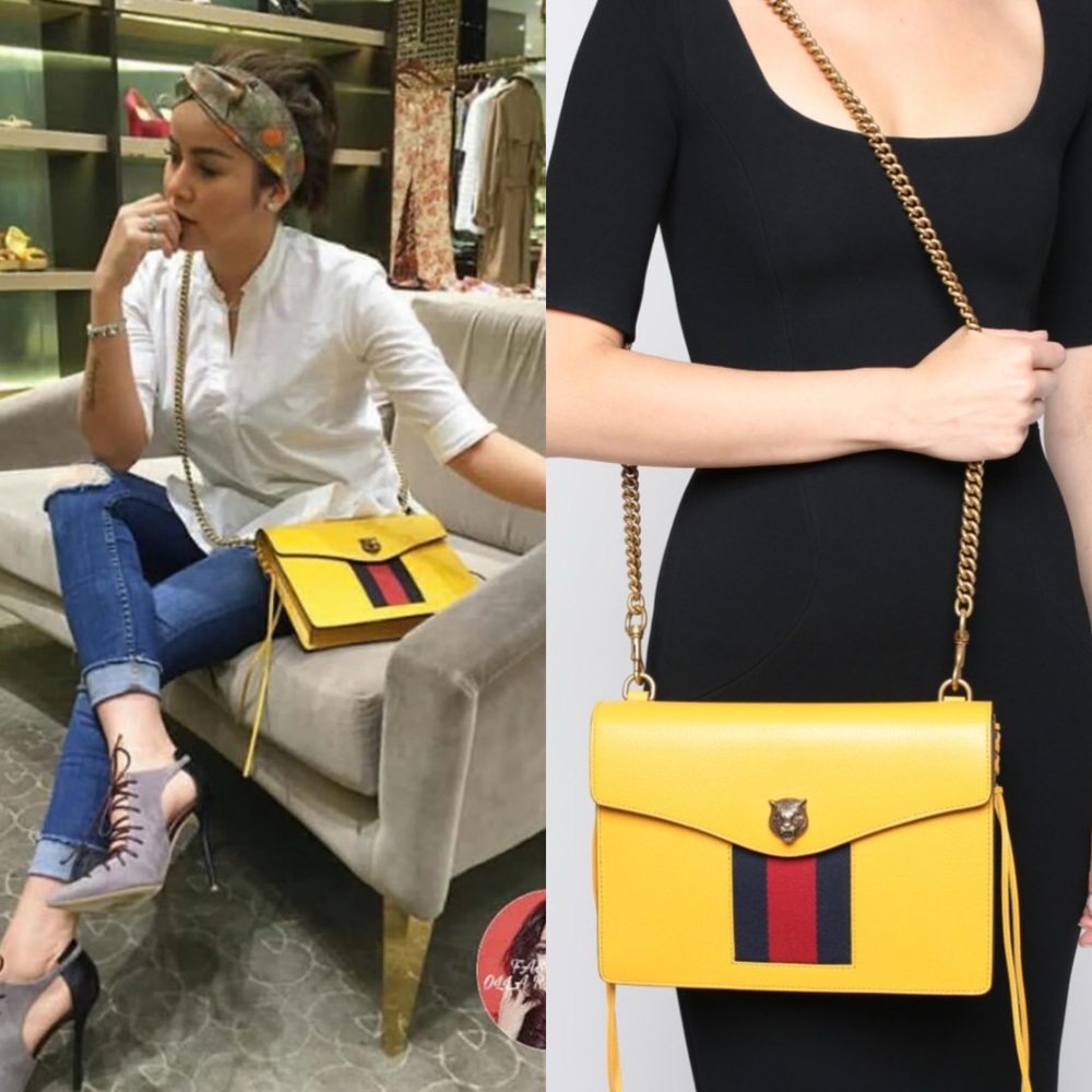 Gucci Mustard Leather Shoulder Bag with Gold Chain - Picture 2 of 16